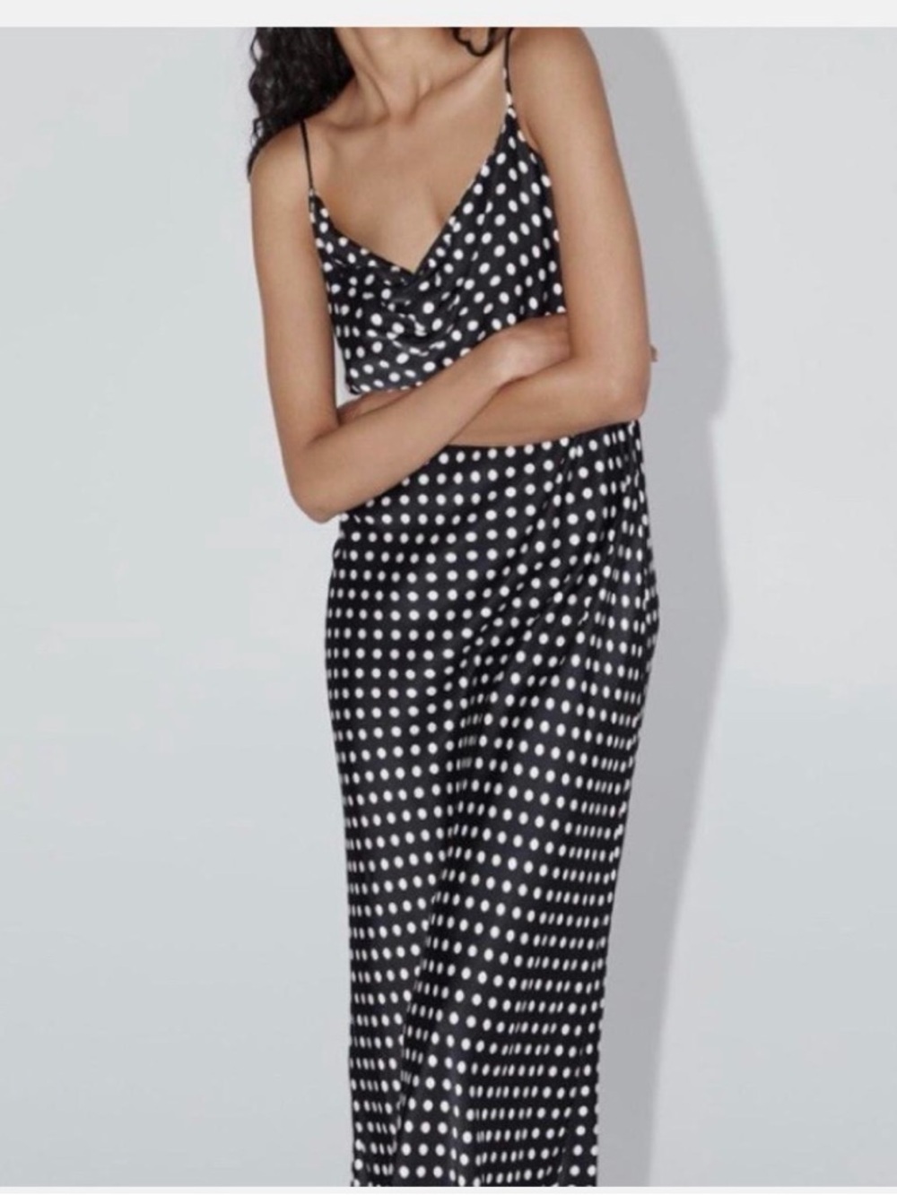 Zara Black & White Polka Dot Midi Dress